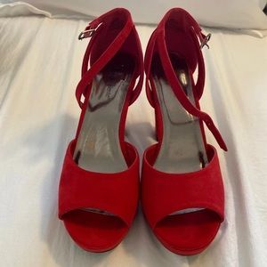 Red Suede-like Heels